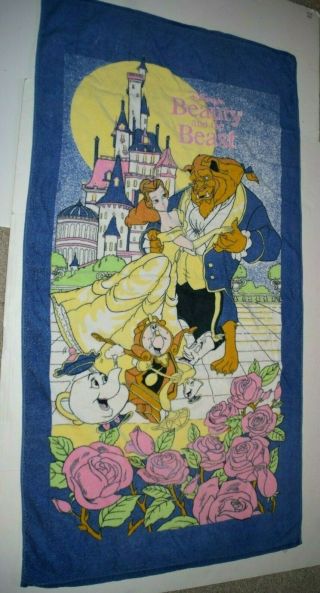 Vintage Disney Franco Beauty And The Beast Cotton Beach Towel 57x28