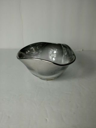 Vintage Mid Century Dorothy Thorpe Silver Fade Glass Dip Or Snack Bowl