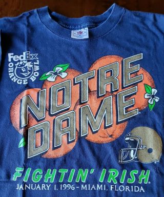 1996 Orange Bowl Notre Dame Fighting Irish Vtg Graphic T - Shirt Xl Made Usa