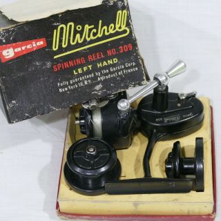 Vintage Garcia Mitchell Model 309 Spinning Reel & 2 Extra Spools