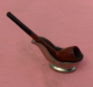 Vintage Dunhill Cast Pewter Pipe Rest - Crown Rose - Made in London - England 2