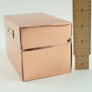Vtg Copper Recipe Box Old Dutch 3x5 Card Holder Storage Organizer Tab Divider 3