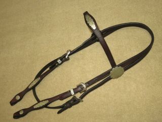 Lovely Vintage Circle Y Refined Western Alpaca Silver Browband Headstall Bridle