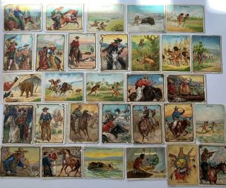 Set Of 30 Hassan Cigarettes Trading Cards Cowboy Series Indian Life