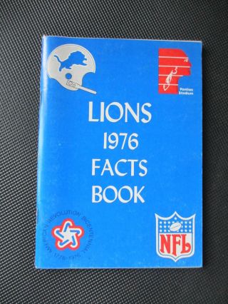 1976 Detroit Lions Media Guide Yearbook Facts Book Nfl Football Program Press Ad