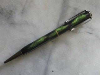 Unusual Vintage Double Clip Green Marbled Bakelite Pencil.  Europe.  1920 