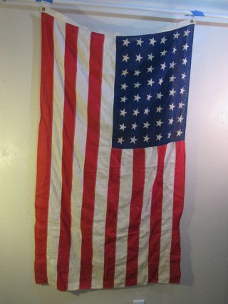 Vintage 48 star US flag,  printed stars and stitched stripes,  34 by 56 2