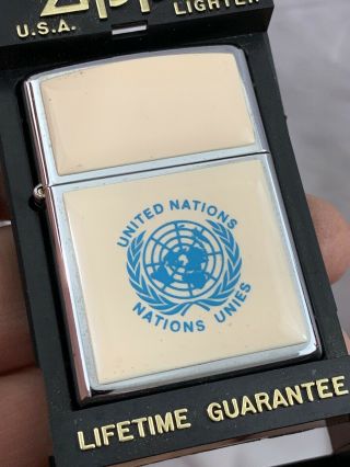 1991 Zippo Lighter - Ultralite - Advertising The United Nations