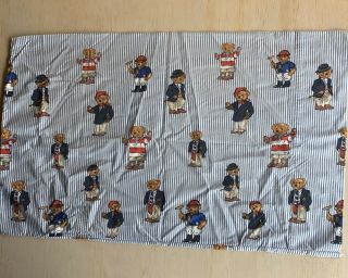 Vintage Ralph Lauren Polo Teddy Bear University Blue Stripe Standard Pillowcase