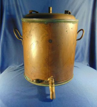 Large Antique Heavy Copper Steaming Pot W/ Valve Spout Industrial 16 " X 13 " Cook
