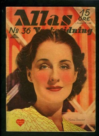 Vintage Norma Shearer Dolores Del Rio Elisabeth Bergner Allas Swedish Mag 1935