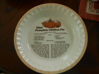 Vintage 1981 Watkins Pumpkin Chiffon Pie 10 " Ceramic Pie Plate