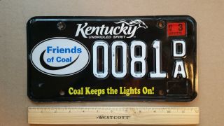 License Plate,  Kentucky,  Friends Of Coal,  0081 Da