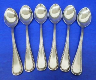6 - Towle Beaded Antique Stainless 18/8 Germany Flatware 7 1/8 " Oval Soup Spoons