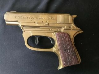 Vintage Plastic Toy Gun Zebra Automatic Psa 100 Bronze W Brown Handle 5 " Usa