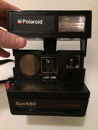 Vintage Polaroid Sun 660 Auto Focus Instant Film Camera With Strap 2