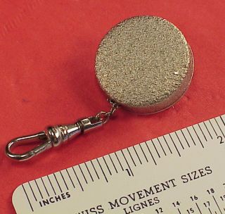 Mid Century Nickel Retracts Chain Button Eyeglass Holder Pin Key Watch Brooch