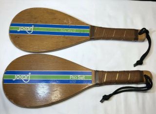 2 Vintage Jokari Paddles Pro Set Wooden Paddle Racket Ball Racquet