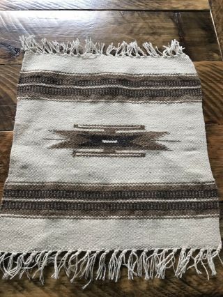 Vintage Small Serape Aztec Mayan Woven Rug Wall Hanging Tapestry Tribal 14x15”
