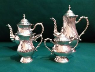 Vintage Silver Plate Tea & Coffee Set - Tea Pot Coffee Pot Sugar Pot Milk Jug