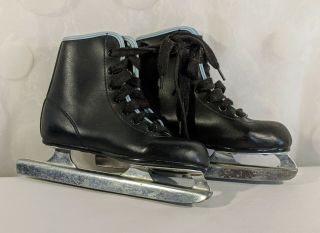 Vintage Black Double Blade Ice Skates Youth Size 12 Made In China