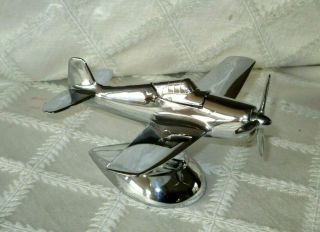 Vintage Ww2 - Grumman F6f - Hellcat Fighter Plane - Chrome Table Top Lighter - Exc