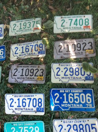 20 VINTAGE MONTANA LICENSE PLATES - 20’s,  30’s,  60s and up,  CYCLE,  PAIRS,  CRAFTS 3