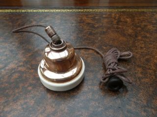 Vintage Brass & Ceramic Ceiling Light Pull Switch