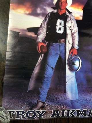 Vtg Troy Aikman Bad Cowboy Strong Arm Of The Law Poster Dallas 16” x 20” 2