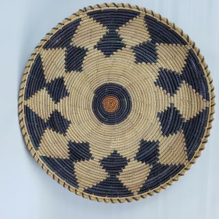 Vintage Tribal? Native American? African? Boho Basket Coil Woven Basket Tray