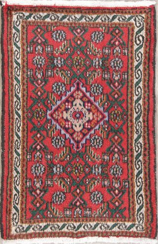 One - Of - A - Kind Geometric Hamadan Oriental Red Hand - Knotted 2 