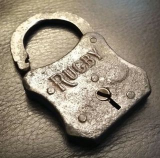 Vintage Antique Early 1900s Rare Miller Rugby Padlock Lock No Key Made In Usa