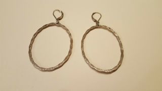 Antique Vintage Sterling Silver 925 Earrings,  2 Inches Tall