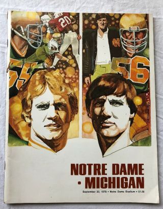 Vintage 1978 Ncaa Football Program Notre Dame Fighting Irish Michigan Wolverines