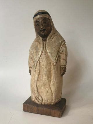 Vintage Wood Carving Man Middle Eastern Islamic Bisht Ghutra Egal 8 " Statue