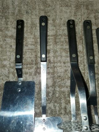 Vintage Flint Arrowhead Stainless Steel Kitchen Tool Utensil Wood Handle 8 piece 2
