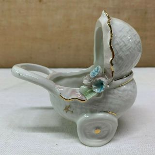 Vintage Antique Capodimonte Baby Carriage - Small Porcelain Figurine - Italy 2