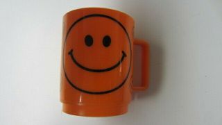 Vintage Deka Orange Smiley Face / Smile Face Hard Plastic Mug / Cup 2