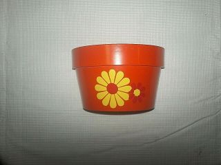 Mod Flower Power Groovy Vtg 60s 70s Wall Pocket Vase Orange Plastic Daisy Euc