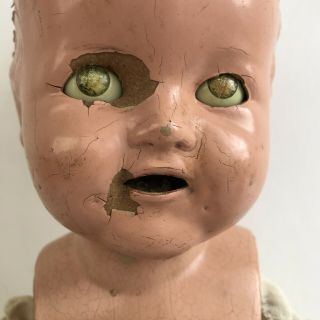 Antique Vintage Composition Doll Shirley Temple Creepy Spooky Prop Head Eyes
