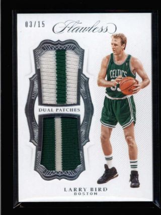 Larry Bird 2018/19 Panini Flawless Dual Game Jersey Patch 03/15 Ss8467