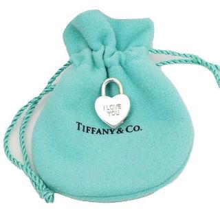 Tiffany & Co.  Sterling Silver 925 I Love You Padlock Heart Lock Charm Pendant 3