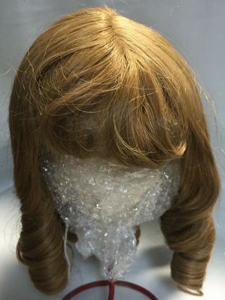 Vintage French Light Brown Human Hair Doll Wig Size 14 With Long 10” Curls