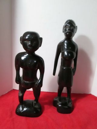 This Is A Vintage Ebony Hand Carved Wooden African Tribal Statues Of A M