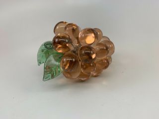 Vintage Mid Century Pink Glass Grapes Cluster Decorater Hollywood