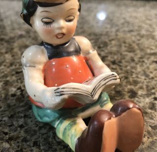 Rare Vintage Japanese Ceramic Figurine: Young Girl Reading Music Book