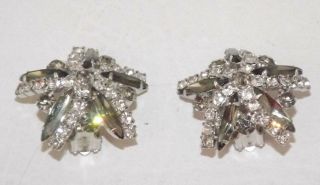 Vintage Gray and Clear Rhinestone Star Shaped Clip On Earrings 2