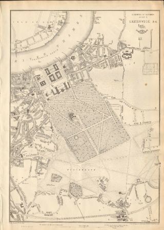 1863 Large Antique Map - Dispatch Atlas - London Suburbs,  Greenwich &c