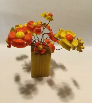 Vintage Retro Mid Century Resin Flower Sculpture Orange Yellow 2