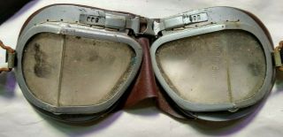 Motorcycle Glasses 1940s Vintage Leather Bent Glass Steampunk Goggles